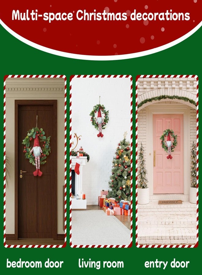 LEOKED 17.5" Christmas Gnome Wreath Decorations - Illuminated Holiday Door Hanger with Warm Lights, Santa's Helper Themed Wall Decor for Festive Home & Party - Image 5